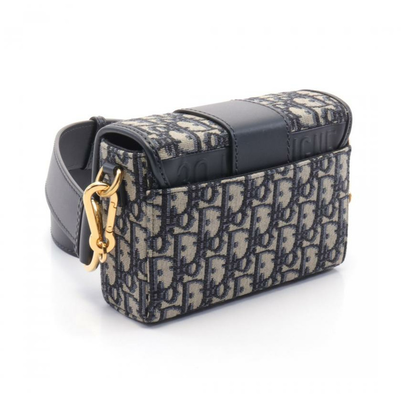 【日本直送】 中古Christian Dior[AB]30 MONTAIGNE 箱包 斜 提花 肩包 帆布 皮革 淺灰色 海軍藍-1