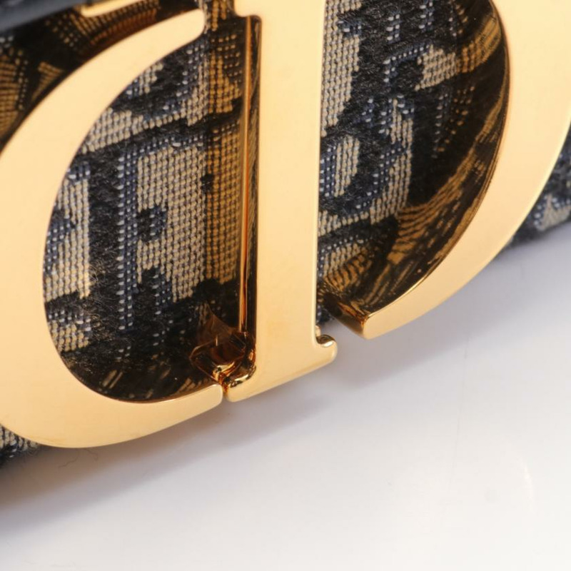 【日本直送】 中古Christian Dior[AB]30 MONTAIGNE 箱包 斜 提花 肩包 帆布 皮革 淺灰色 海軍藍-4