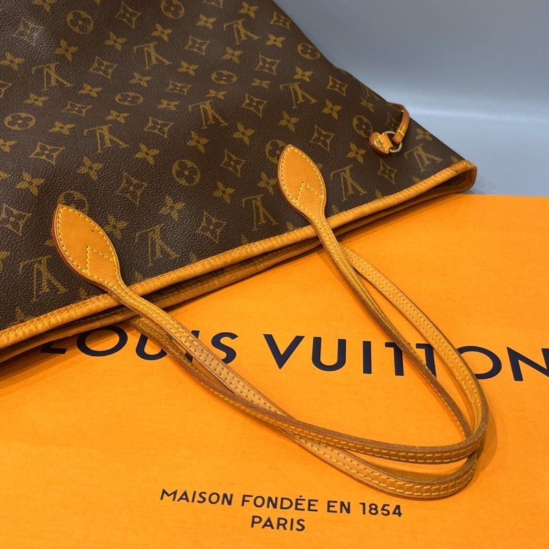 Louis Vuitton LV 老花字紋 NEVER FULL 中號肩背包/托特包/購物包-9