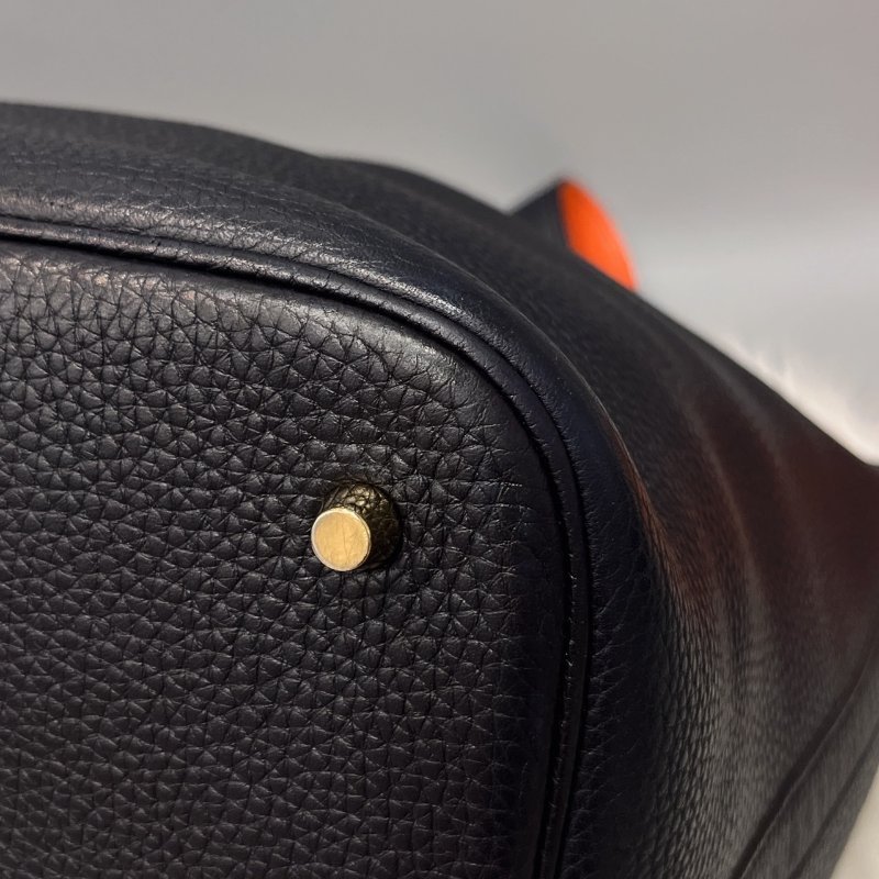 Hermes 愛馬仕 海軍藍全皮26公分 大款菜籃子/手提包/肩背包-5