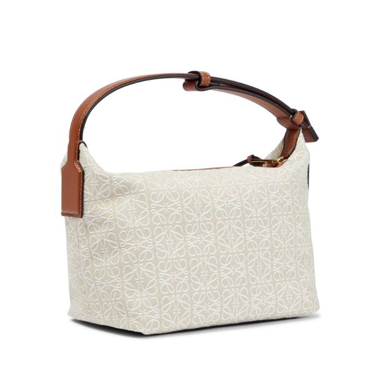 【LOEWE 羅威】Small Cubi Anagram 提花 小牛皮 小號 手拿包 腋下包 Tan 亞麻色 棕褐色-2