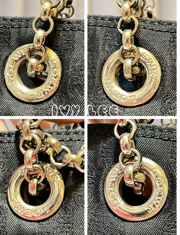 LOEWE 帆布水桶包 肩背包 VINTAGE 鏈條提把 質感黑壓印Logo 二手精品 正品-6