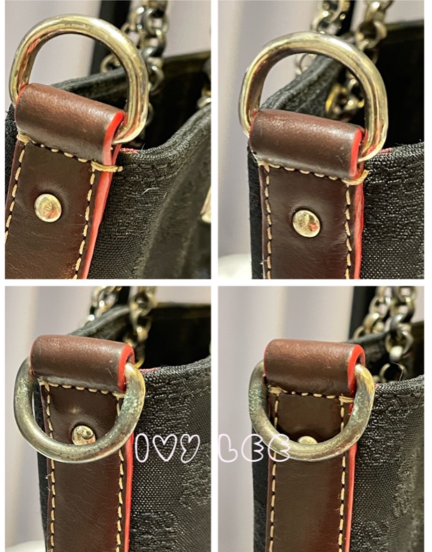 LOEWE 帆布水桶包 肩背包 VINTAGE 鏈條提把 質感黑壓印Logo 二手精品 正品-10