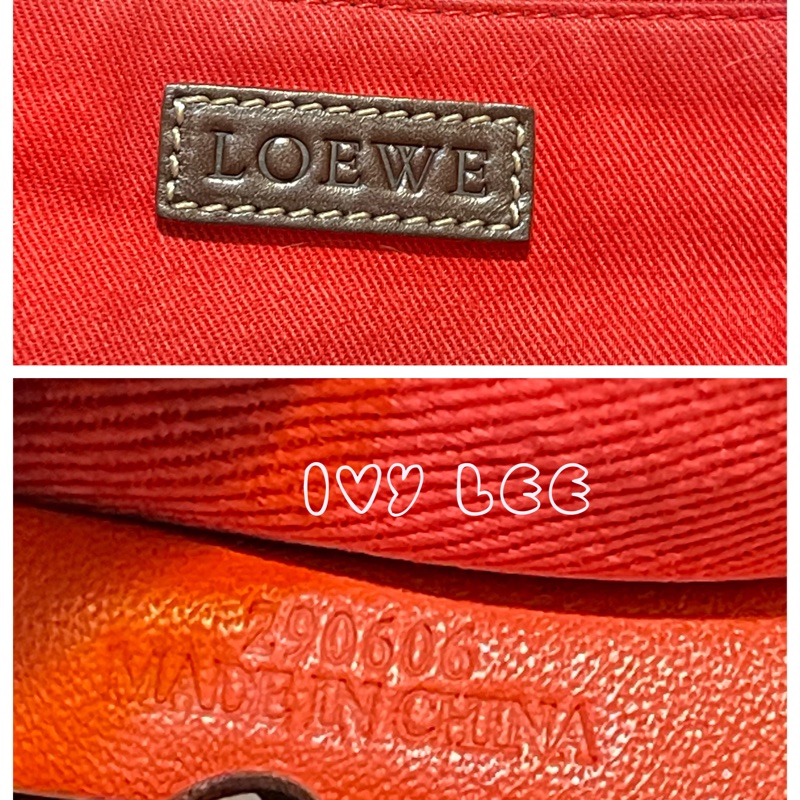 LOEWE 帆布水桶包 肩背包 VINTAGE 鏈條提把 質感黑壓印Logo 二手精品 正品-14