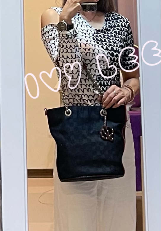 LOEWE 帆布水桶包 肩背包 VINTAGE 鏈條提把 質感黑壓印Logo 二手精品 正品-18