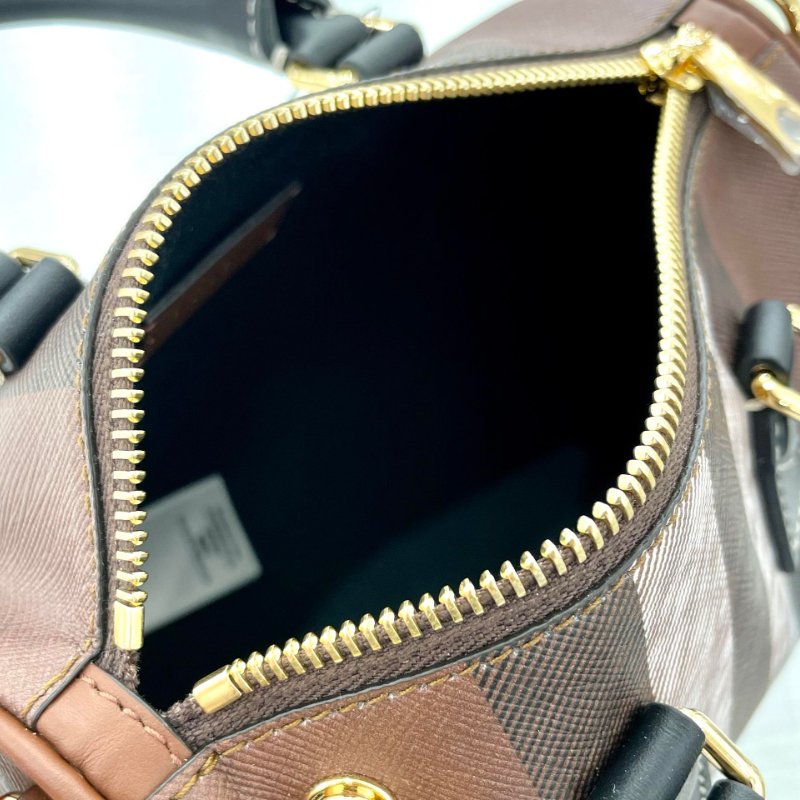 BURBERRY 小牛皮飾邊格紋波士頓包兩用包 全新商品-4