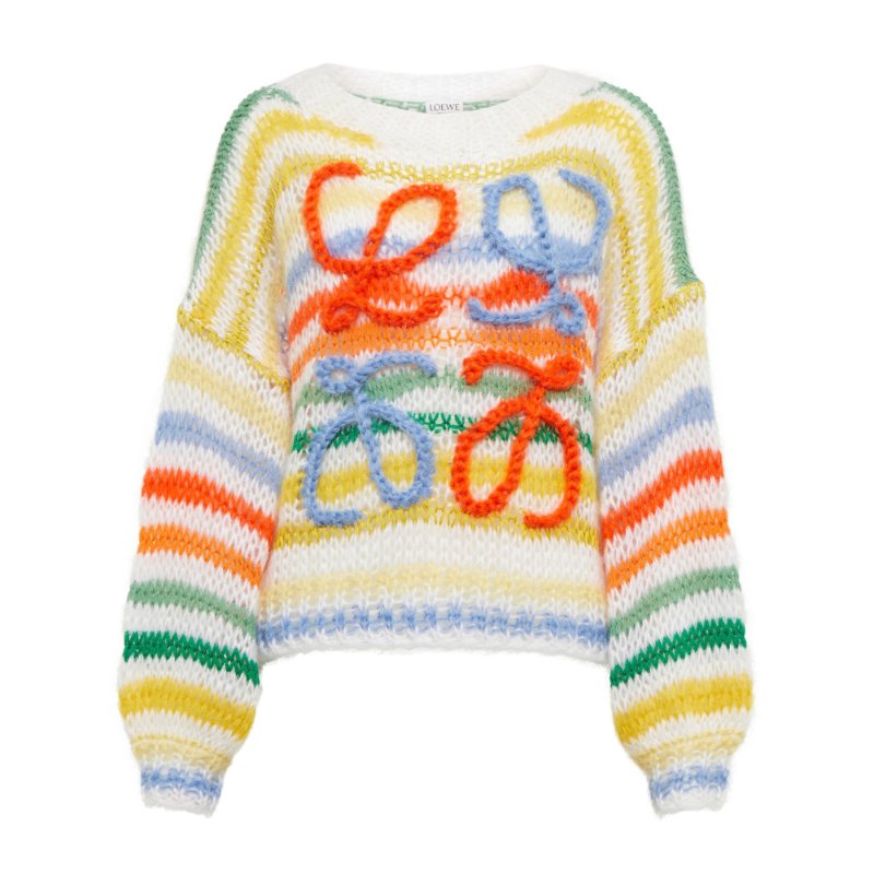 出清【LOEWE 羅威】Stripe 馬海毛 條紋 毛衣 XS-0