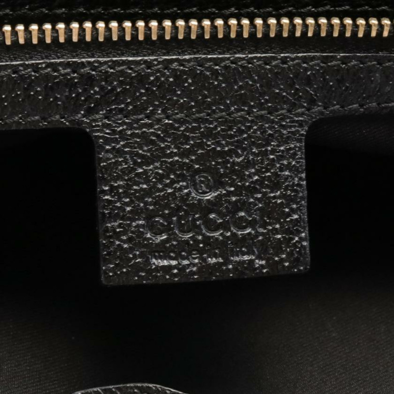 【日本直送】 中古GUCCI[AB]Horse Bit前扣 帆布手提包 真皮 黑色-3