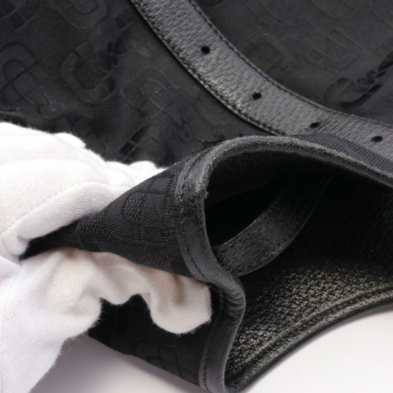 【日本直送】 中古GUCCI[AB]Horse Bit前扣 帆布手提包 真皮 黑色-6
