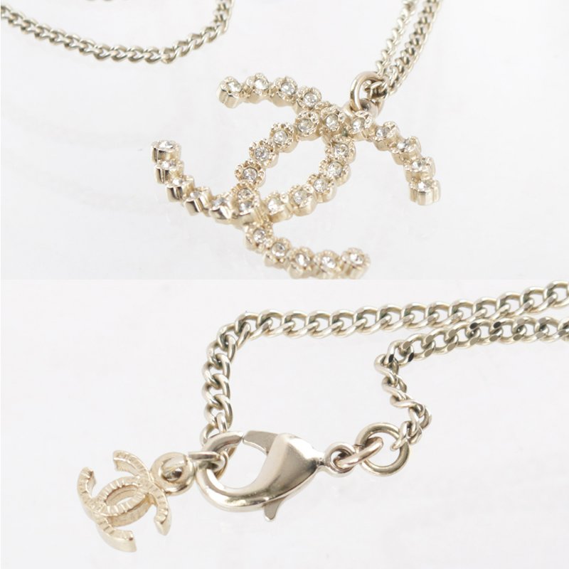CHANEL 水晶小花CC Logo 項鍊(金色)-4