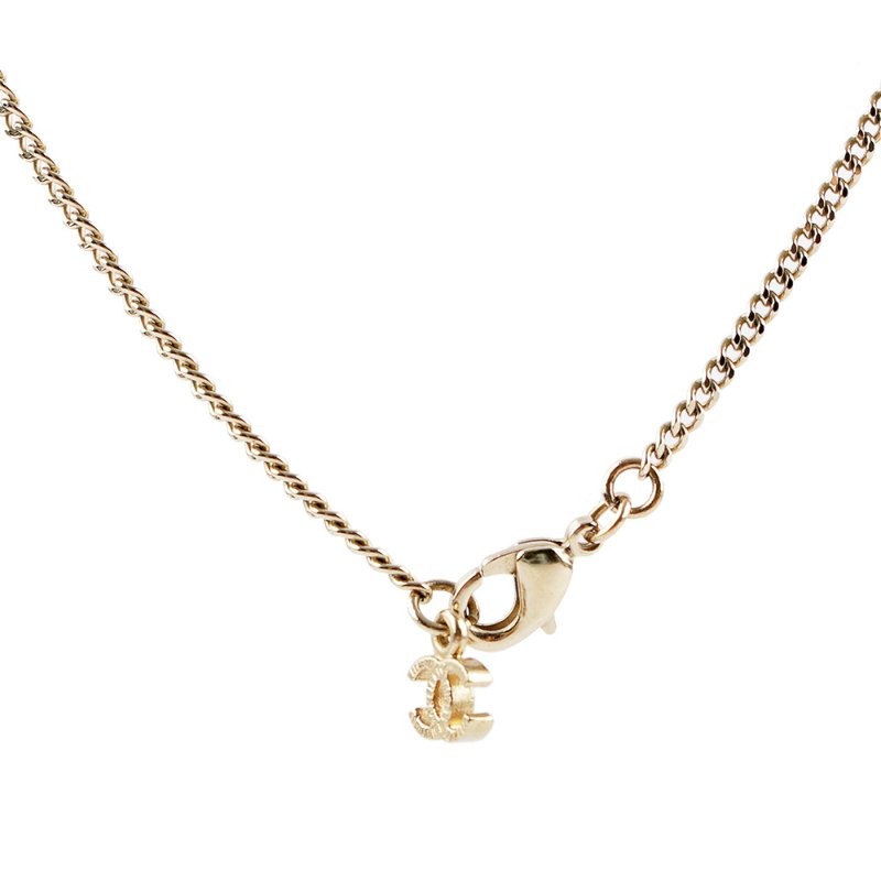 CHANEL 水晶小花CC Logo 項鍊(金色)-6
