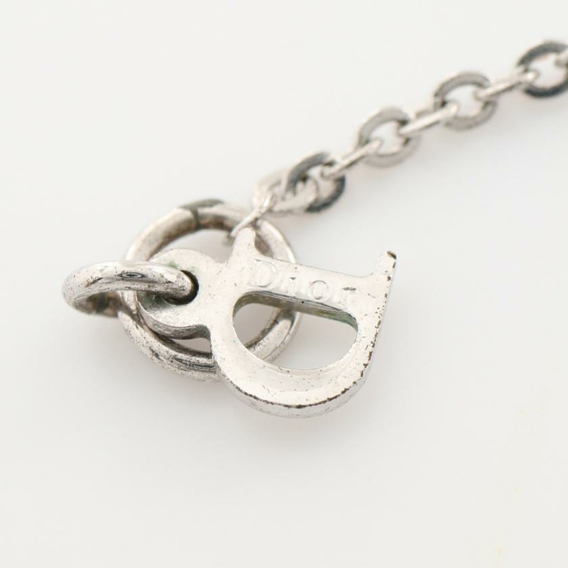 【日本直送】 中古Christian Dior[B]心 logo 項鍊 銀色 粉色-3