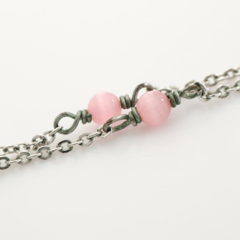 【日本直送】 中古Christian Dior[B]心 logo 項鍊 銀色 粉色-6