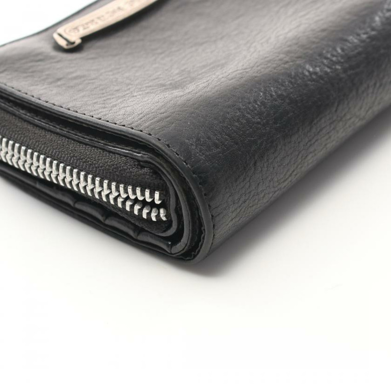 【日本直送】 中古Chrome Hearts[B]Square 對折真皮錢包 黑色-7