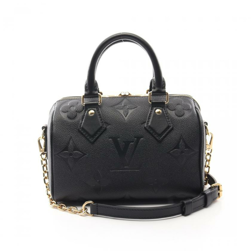 【日本直送】 中古LOUIS VUITTON[AB]Speedy Bandouliere 20 老花empreinte壓花浮雕 真皮手提包 黑色 兩用款-0
