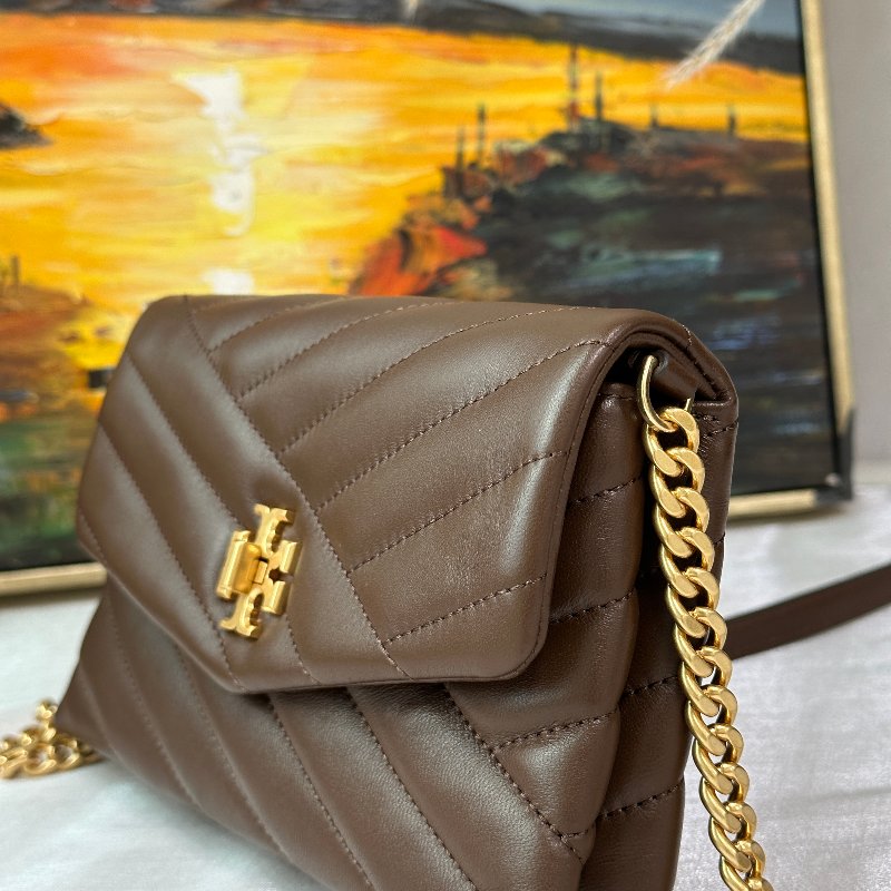 (極新)TORY BURCH 咖啡色真皮woc鏈包-1