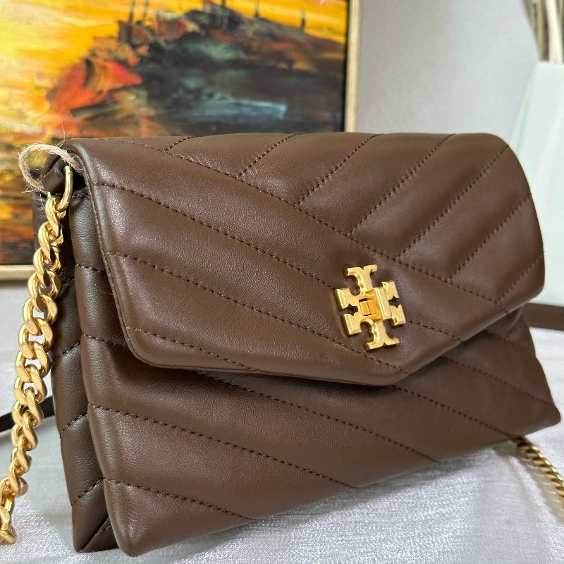 (極新)TORY BURCH 咖啡色真皮woc鏈包-3