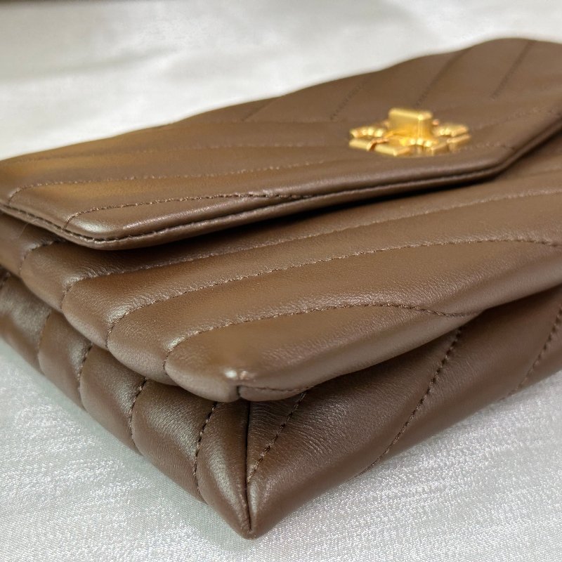 (極新)TORY BURCH 咖啡色真皮woc鏈包-6