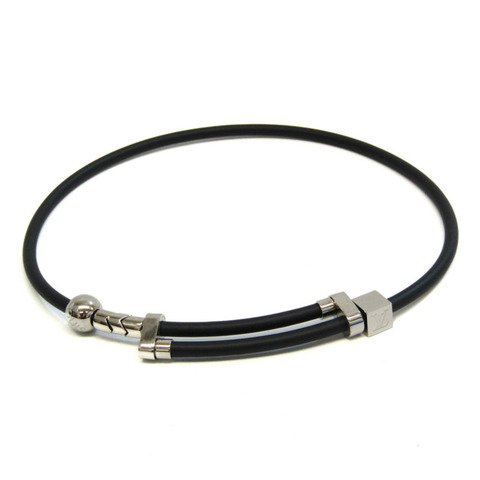 Louis Vuitton LV Cordage MP1682 皮革，金屬女士，男士頸鍊項鍊（黑色，銀色）