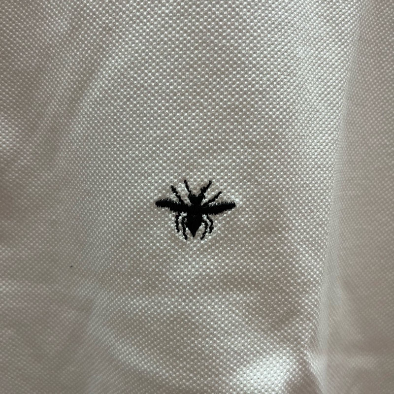清衣櫃（現貨）Dior全新白色蜜蜂刺繡短袖Polo衫 黑色滾邊 義大利製造-5