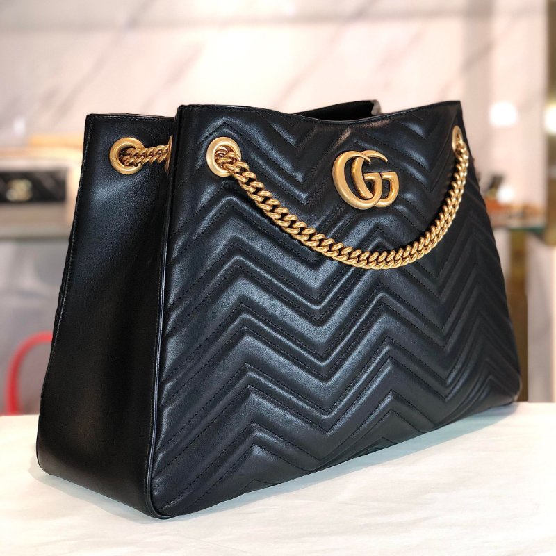 GUCCI Marmont 牛皮肩背鏈包 黑色 全新展示商品-1