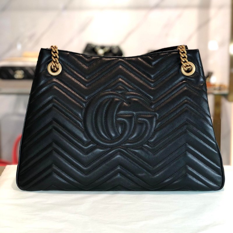 GUCCI Marmont 牛皮肩背鏈包 黑色 全新展示商品-2