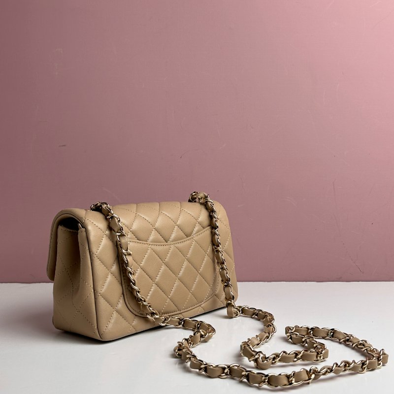 CHANEL 經典口蓋包CF20 - 奶茶金-2