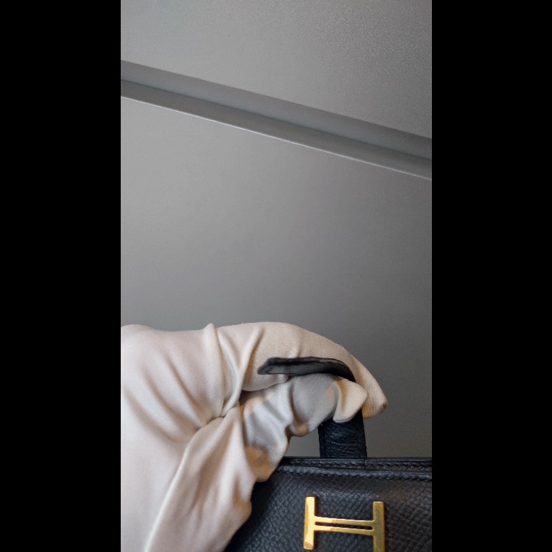 Hermes Bearn 長夾 黑皮金釦 Epsom皮-11