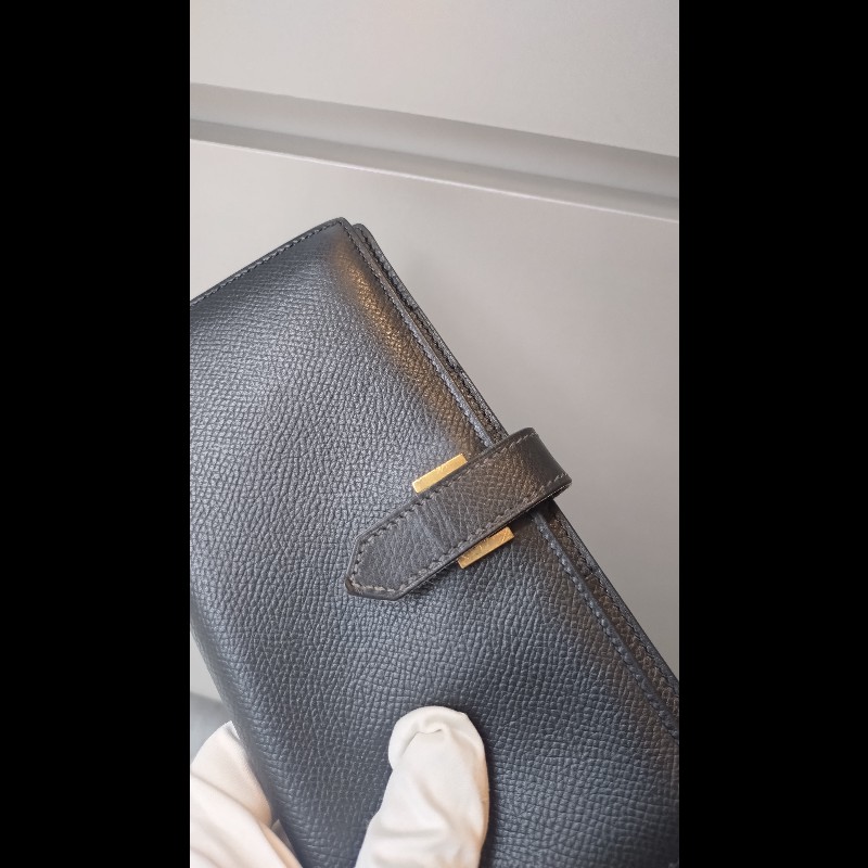 Hermes Bearn 長夾 黑皮金釦 Epsom皮-13