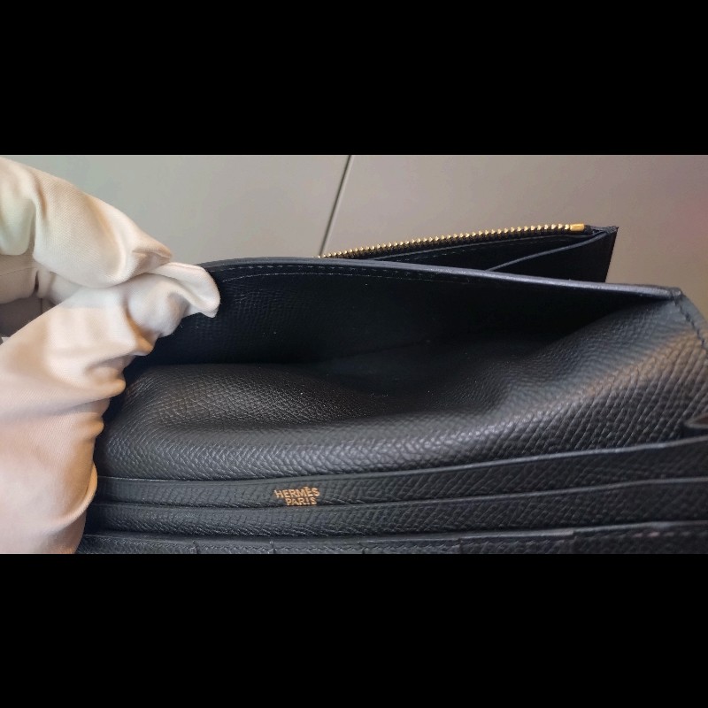 Hermes Bearn 長夾 黑皮金釦 Epsom皮-23
