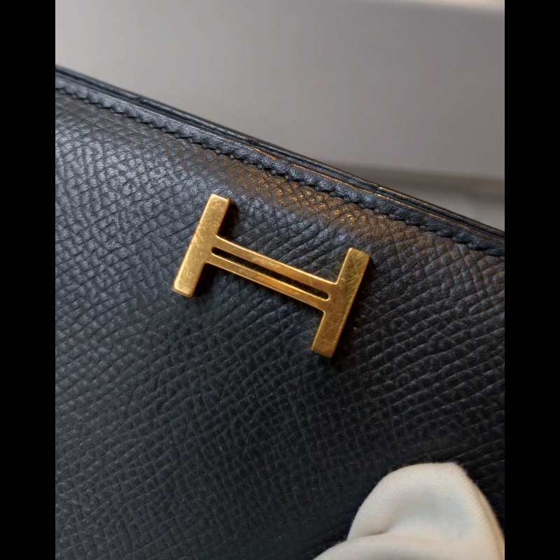 Hermes Bearn 長夾 黑皮金釦 Epsom皮-25