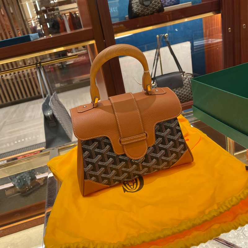 全新 Goyard mini saigon 迷你西貢包 棕色-3