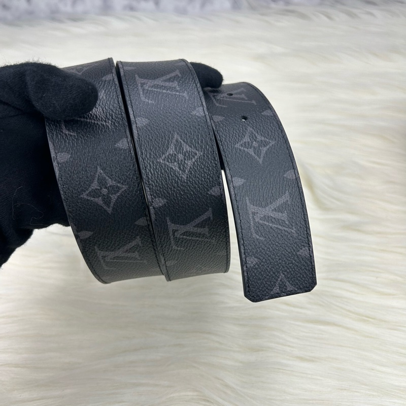 LV M9043T INITIALES 花紋LOGO帆布雙面設計扣式皮帶(黑)-11