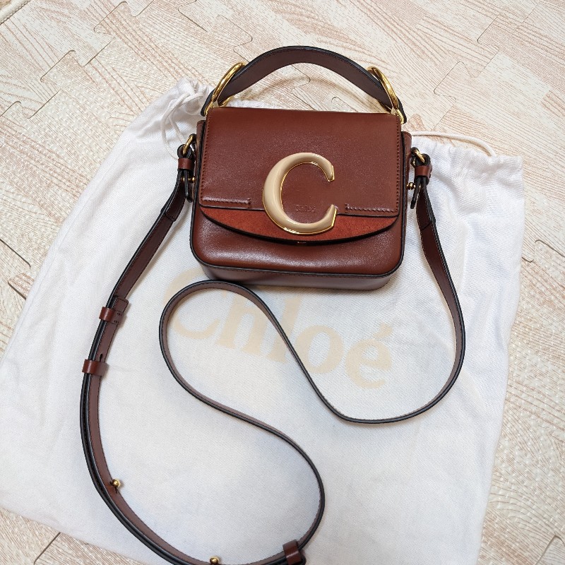 Chloe c bag 紅棕色-0