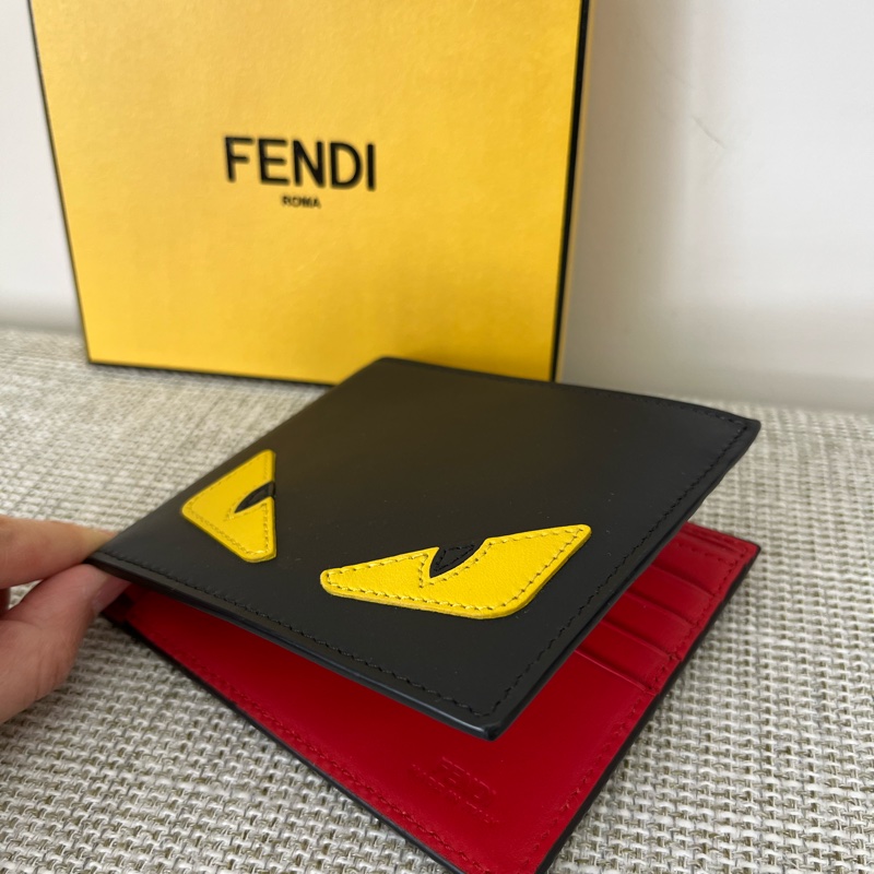 FENDI皮夾/8卡/怪獸皮夾/真皮皮夾-黑/紅-10