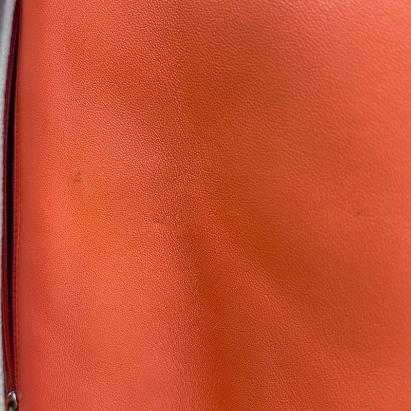 已賣出勿下標-紀念用 -香奈兒Chanel 19橘色羊皮金色書包扣 鏈帶肩背斜背手提多用包-8