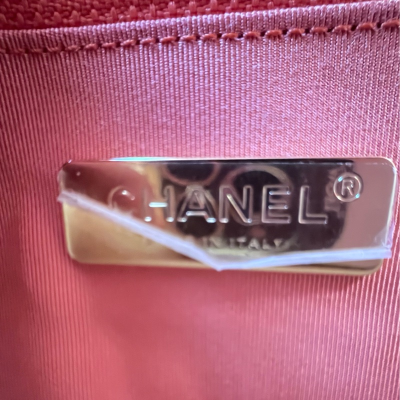 已賣出勿下標-紀念用 -香奈兒Chanel 19橘色羊皮金色書包扣 鏈帶肩背斜背手提多用包-10