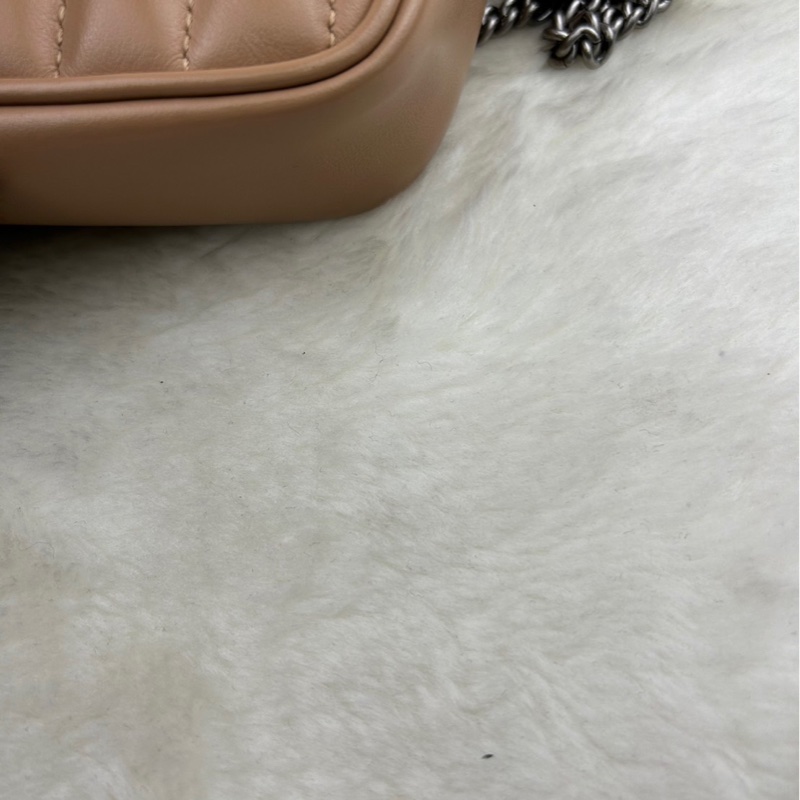 GUCCI 古馳  476433  💖新款GG Marmont絎縫系列銀釦MINI款手拿/腰包/肩背/斜背包(玫瑰米色）-11