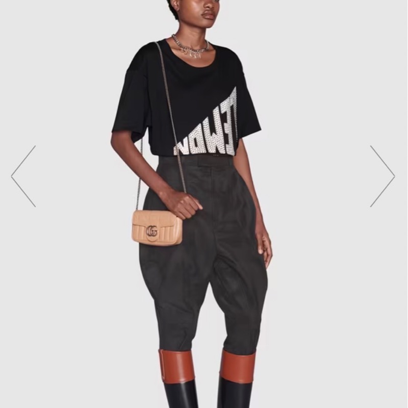 GUCCI 古馳  476433  💖新款GG Marmont絎縫系列銀釦MINI款手拿/腰包/肩背/斜背包(玫瑰米色）-19