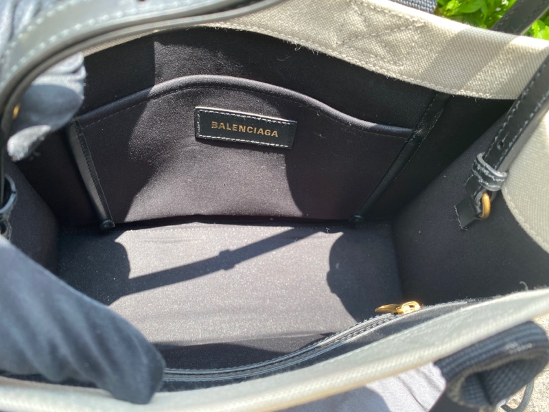 近新Balenciaga巴黎世家帆布黑白拼色托特包 671402-5