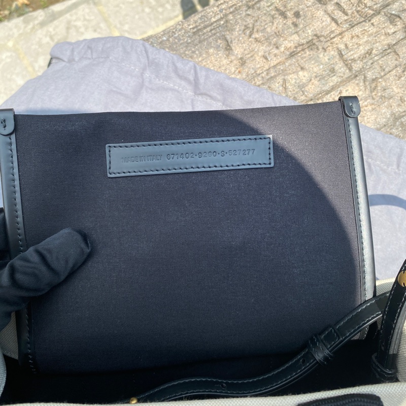 近新Balenciaga巴黎世家帆布黑白拼色托特包 671402-7