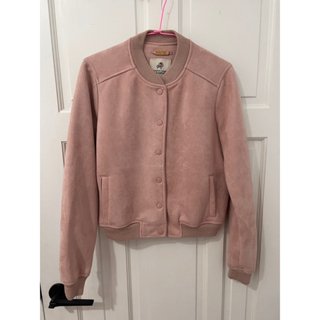 Pull&Bear 粉色麂皮夾克-0