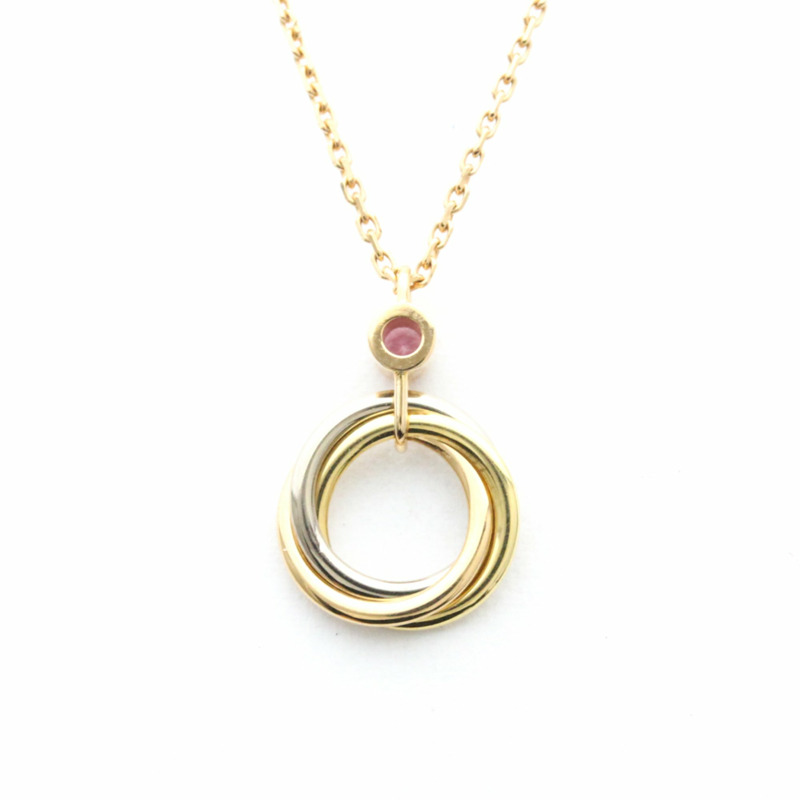【日本直送】卡地亞 Trinity De Cartier 玫瑰金（18K）、白金（18K）、黃金（18K）藍寶石男士、女士時尚吊墜項鍊（金色）-0