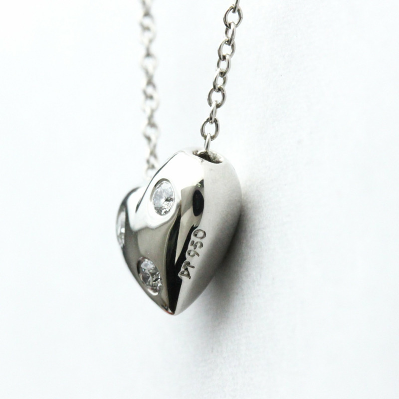 【日本直送】蒂芙尼圓點心形吊墜鉑金鑽石男士女士時尚吊墜項鍊（銀色）-1