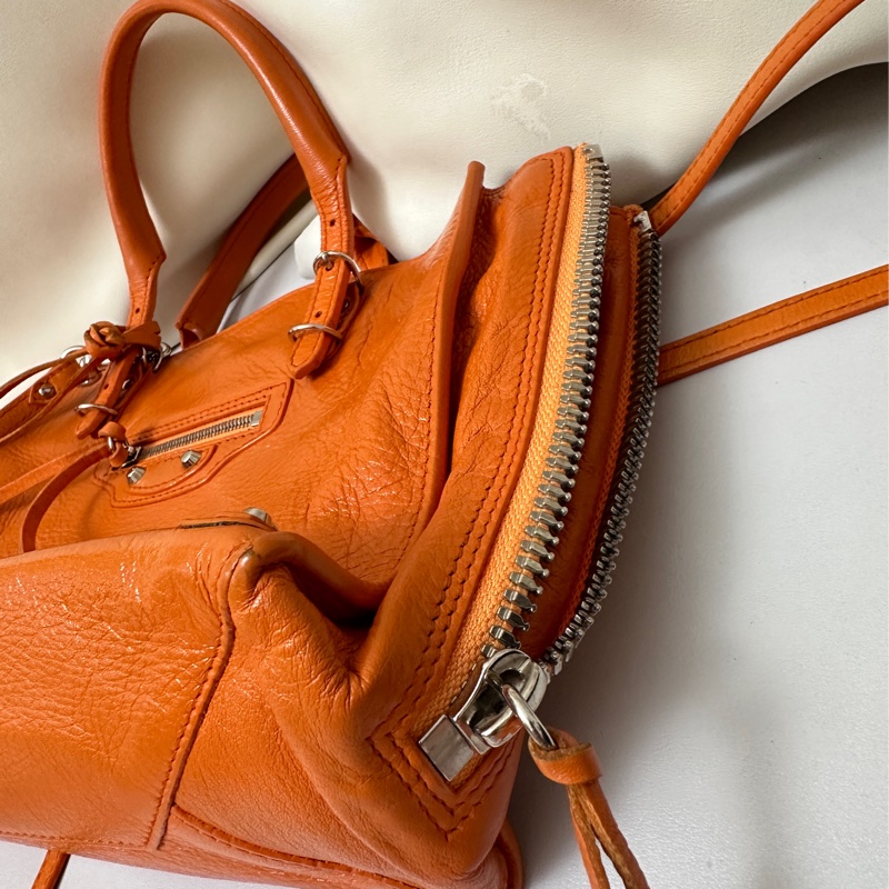 BALENCIAGA 巴黎世家 小機車包 (橘色)-7