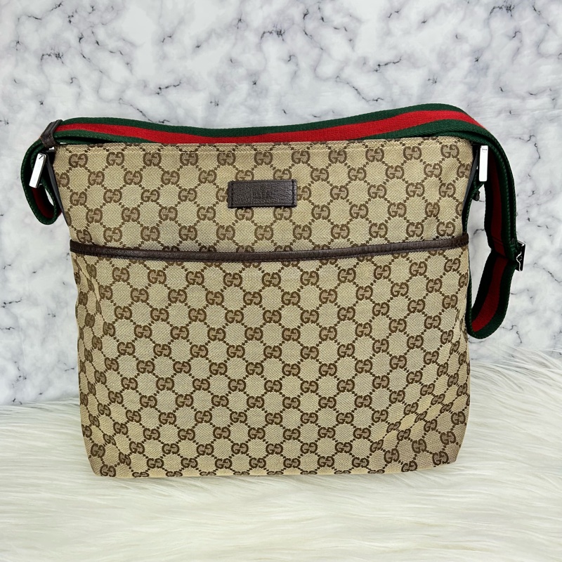 GUCCI 單肩斜挎包 189751 GG 帆布皮革米色-0