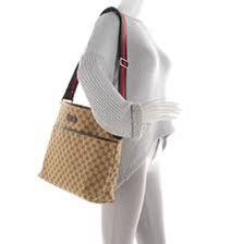 GUCCI 單肩斜挎包 189751 GG 帆布皮革米色-1