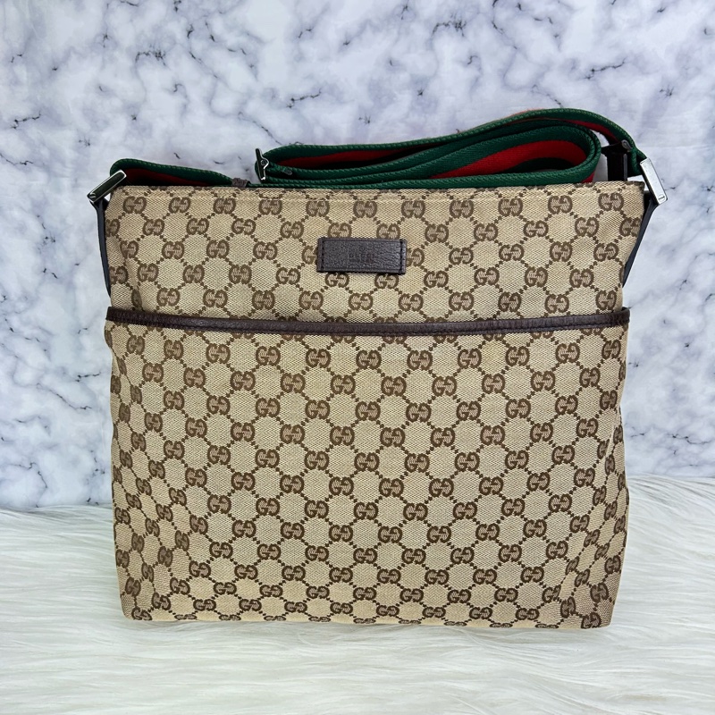 GUCCI 單肩斜挎包 189751 GG 帆布皮革米色-6