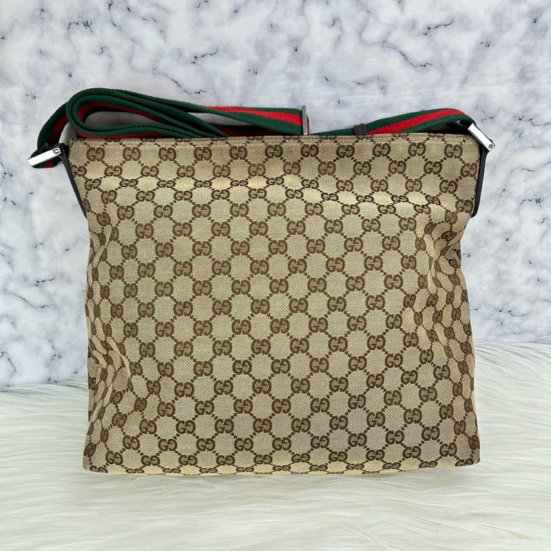 GUCCI 單肩斜挎包 189751 GG 帆布皮革米色-7