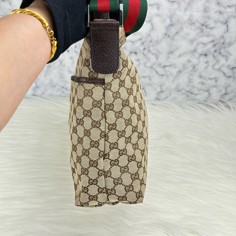 GUCCI 單肩斜挎包 189751 GG 帆布皮革米色-8